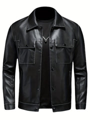 Men's Lapel Faux Leather Jacket Spring Fall