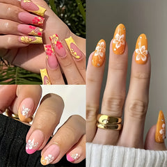 Floral Nail Art Stickers Decals - Glitter Adhesive Nail Embellishments