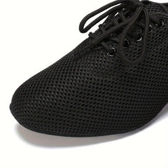 Women's Mesh Breathable Dance Shoes Chunky Heels Balloon Training Practice