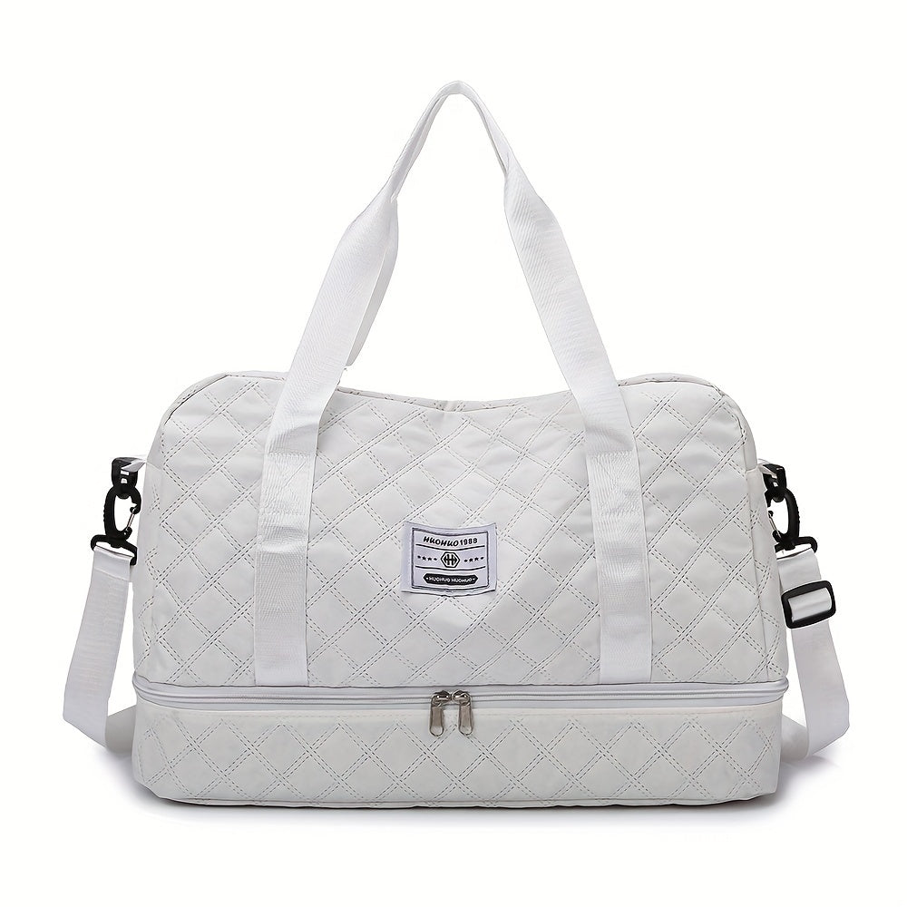 Nylon Sports Duffel Bag with Wet Dry Compartment & Shoe Pocket