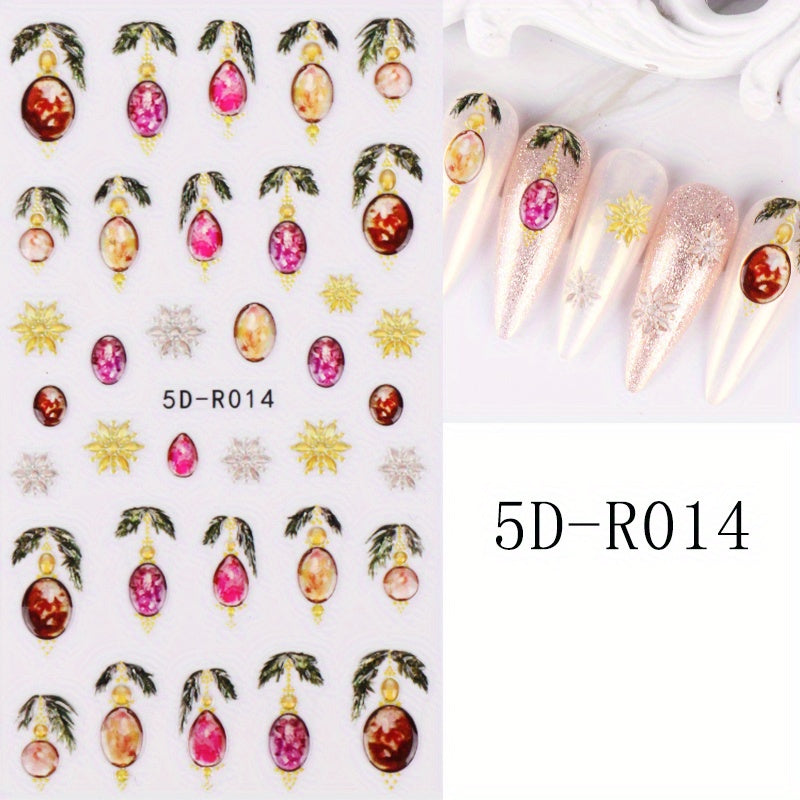 Christmas Nail Art Stickers Snowflakes Elk Santa
