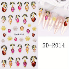 Christmas Nail Art Stickers Snowflakes Elk Santa