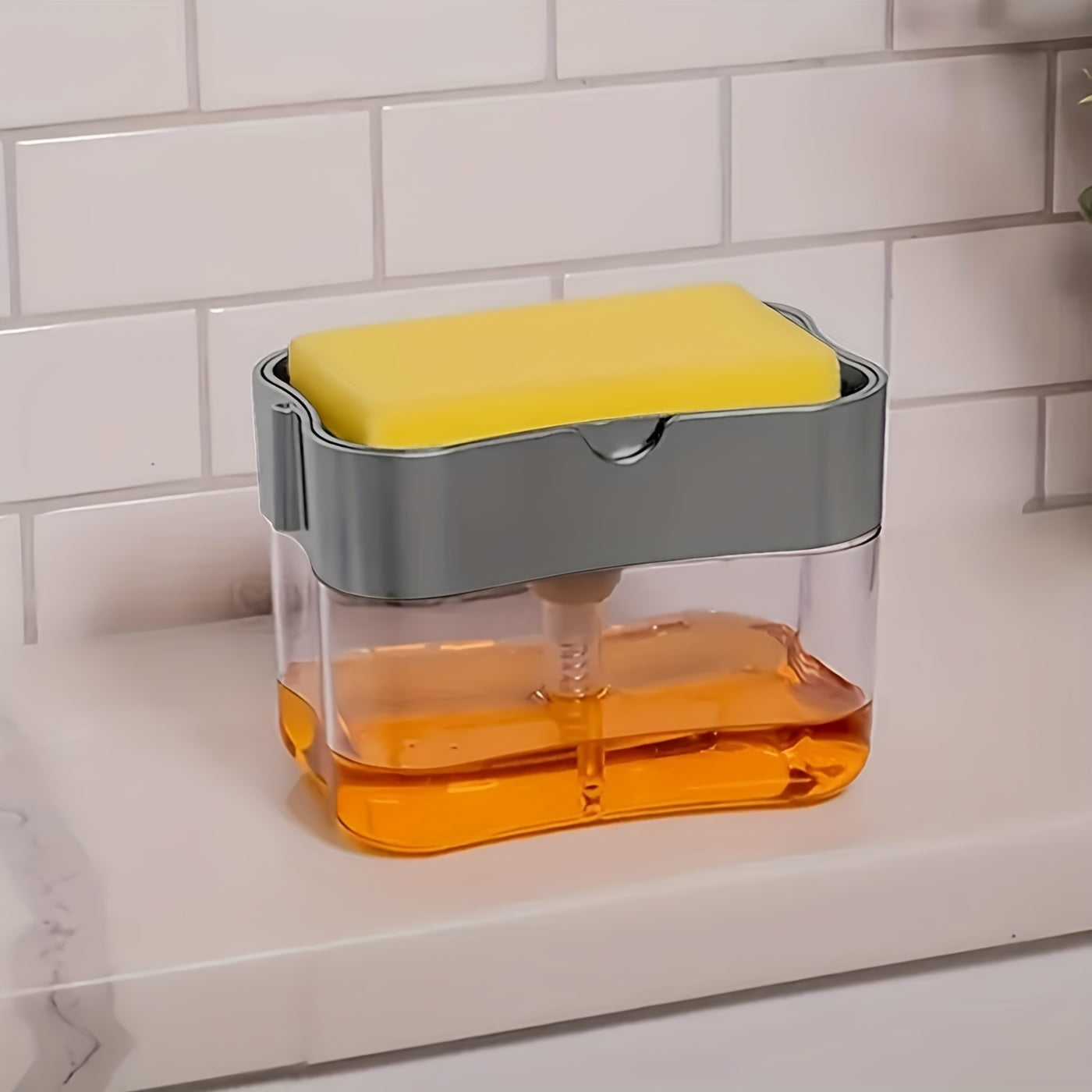 Kitchen Sink Soap Dispenser & Sponge Holder Silver Finish