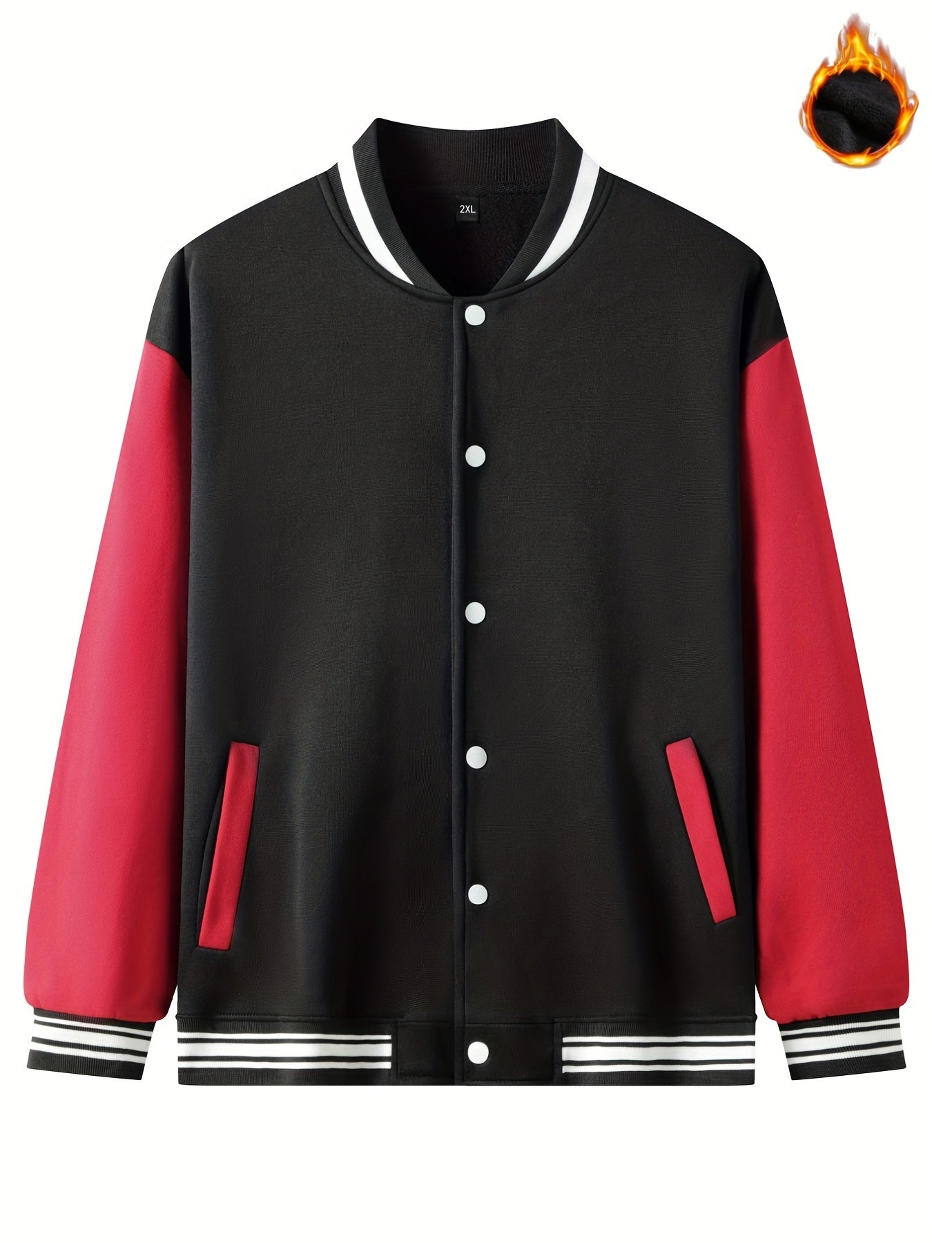 Dragon Symbol Pattern Plush Varsity Jacket Men's Jacket