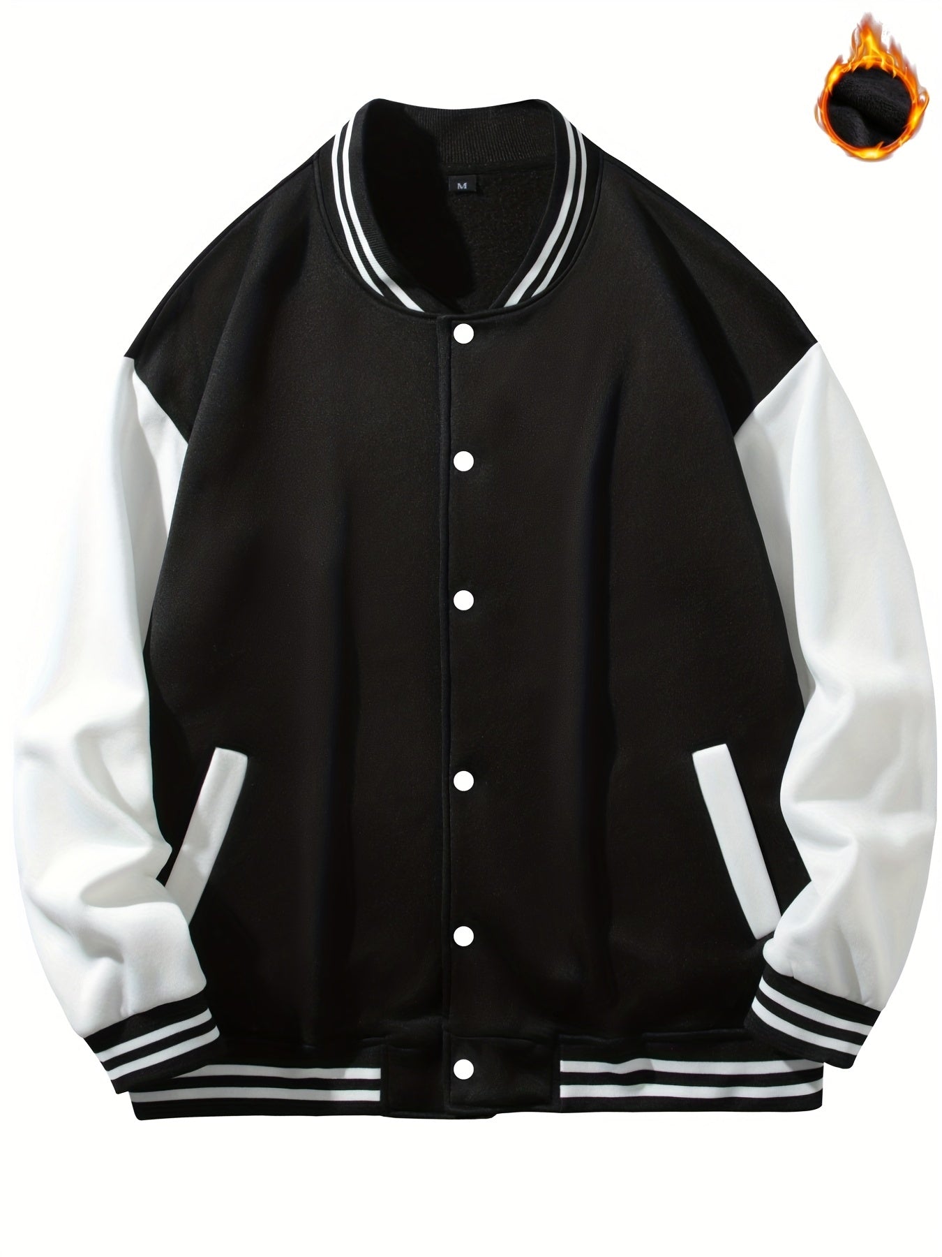 Lightning Wing Pattern Lightweight Varsity Jacket Men's Fall Winter