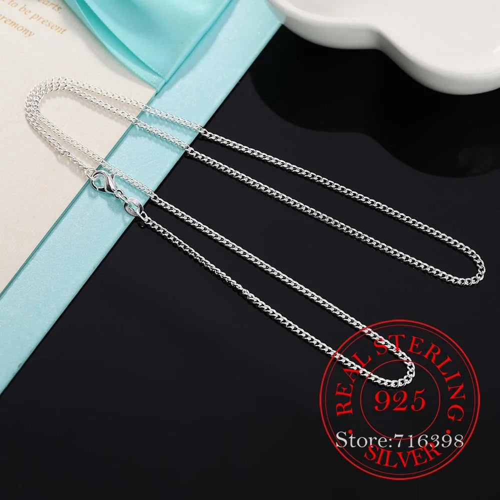 16-30 inch Thin 925 Sterling Silver 2mm Side Chain Necklace for Women Girls Kids