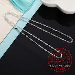 16-30 inch Thin 925 Sterling Silver 2mm Side Chain Necklace for Women Girls Kids