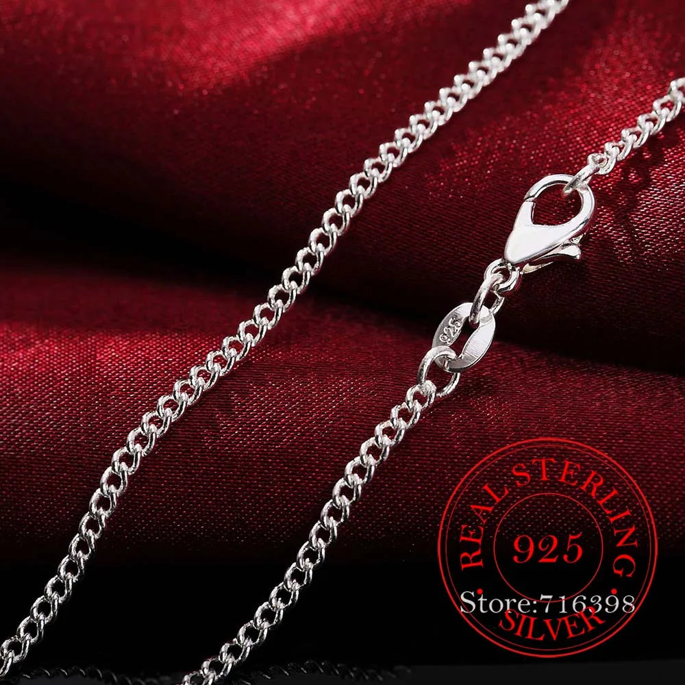 16-30 inch Thin 925 Sterling Silver 2mm Side Chain Necklace for Women Girls Kids