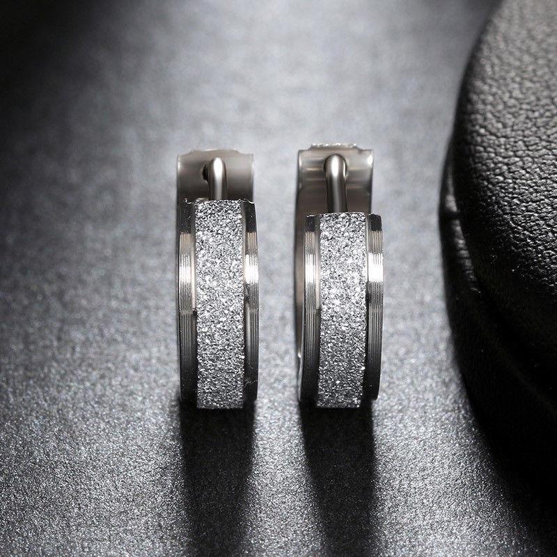 316L Stainless Steel Women Matte Hoop Earrings