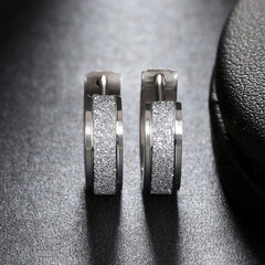316L Stainless Steel Women Matte Hoop Earrings
