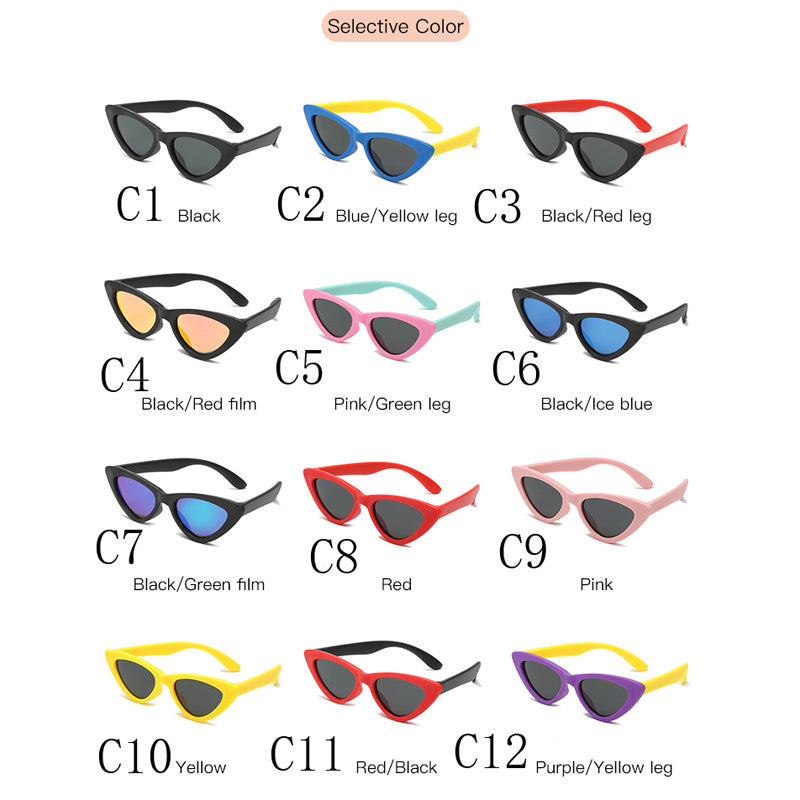 Boys Casual Triangle Cat Eye Frame Polarized Sunglasses Vintage