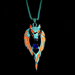 Glow In The Dark Wolf Pendant Necklace for Men