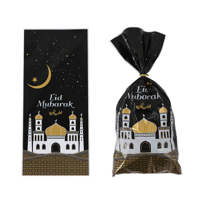 50pcs Eid Mubarak Gift Bags Plastic OPP Candy Cookie Bag Ramadan Kareem Decorati