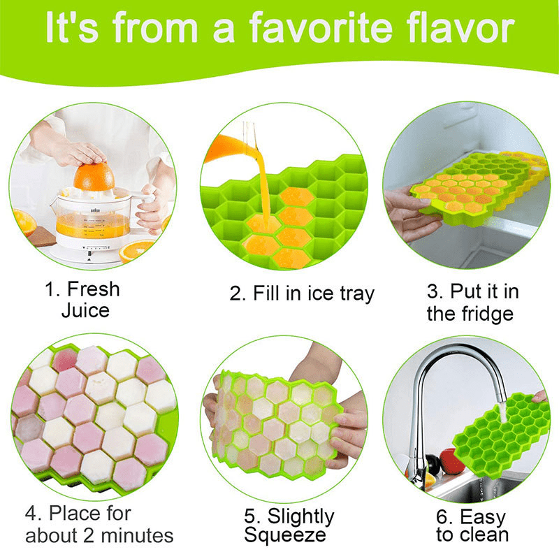 Honeycomb Silicone Ice Tray 37 Grids Hexagonal Ice Cube Mold