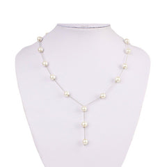 Faux Pearls Jewelry Set With Necklace Earrings Bracelet