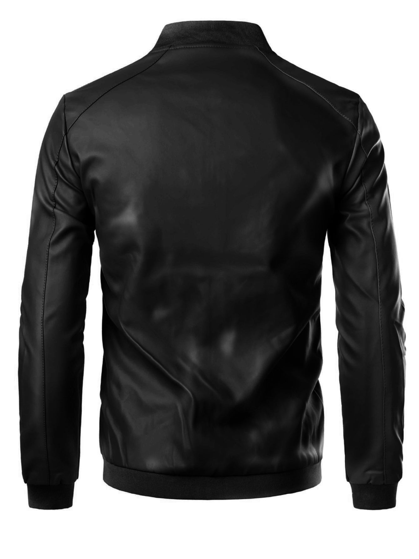 Men's Slim PU Leather Stand Collar Jacket