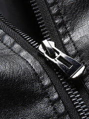 Men's Slim PU Leather Stand Collar Jacket