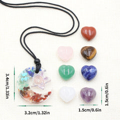 Colorful Gravel Energy Stone Resin Moon Star Pendant Necklace