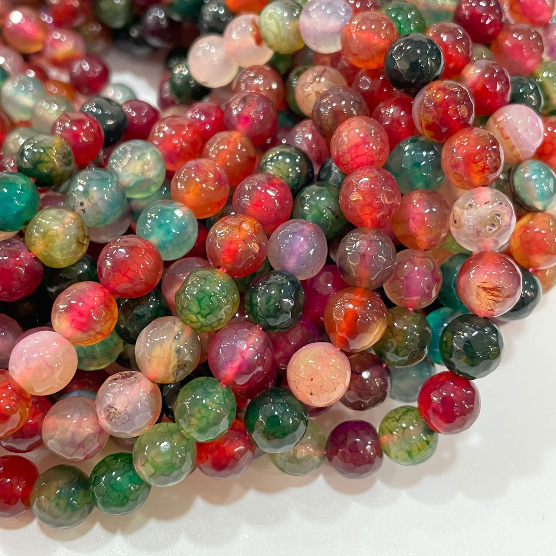 4-10mm Multifaceted Tourmaline Agate Beads for DIY Jewelry - Football Face Beads