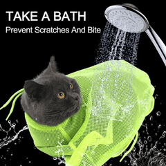 Adjustable Cat Washing Mesh Shower Bag Hammock Restraint