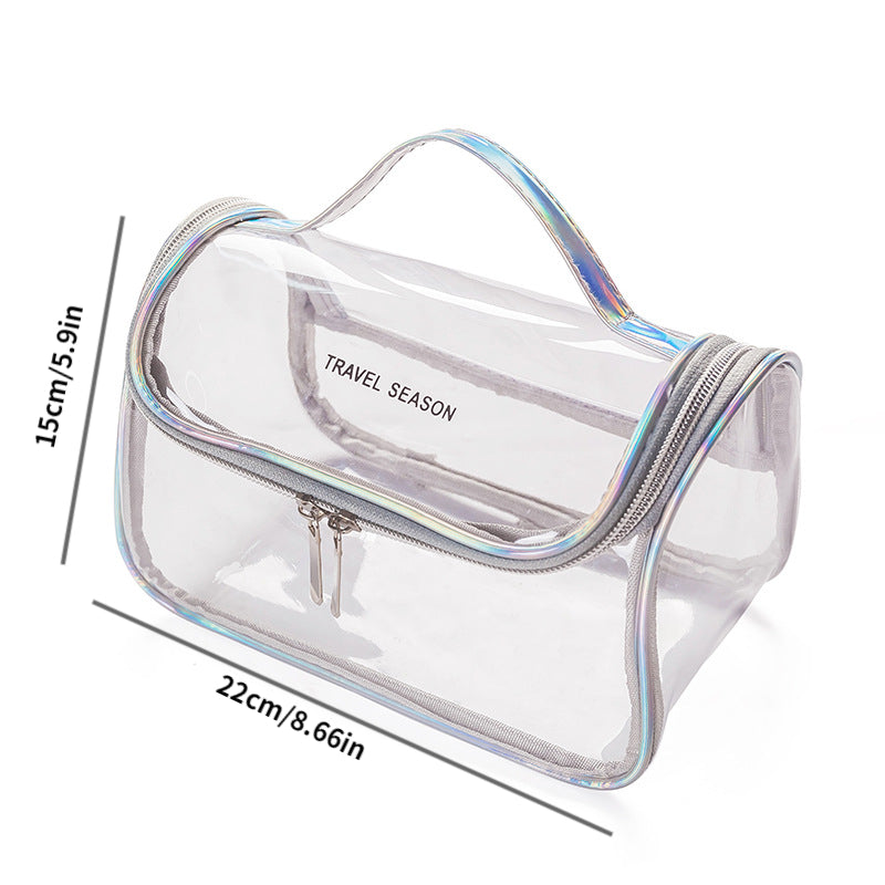 Clear Toiletry Bag Transparent Makeup Cosmetic Bag With Zipper & Handle