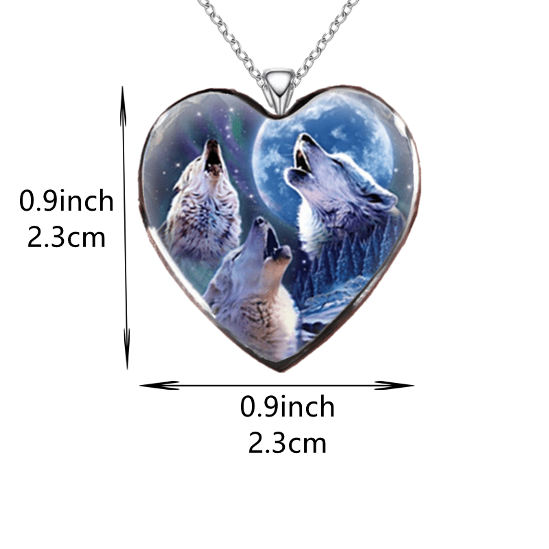 Heart Wolf Pendant Necklace Charm Accessories