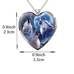 Heart Wolf Pendant Necklace Charm Accessories