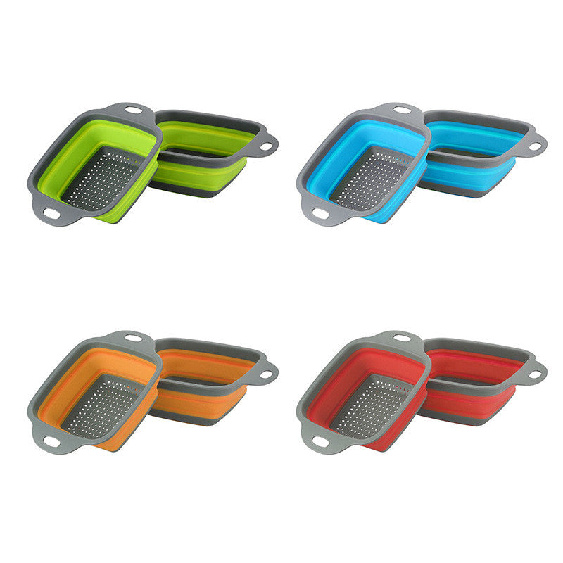 Silicone Folding Drain Basket Vegetable Washing Strainer Collapsible Drainer