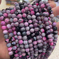 Rose Red Flame Agate Round Beads 10mm - Natural Stone Fire Agate Loose Beads