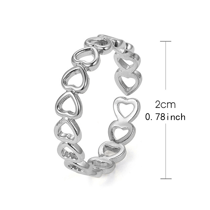 Hollow Heart Stainless Steel Ring Figure Silver Ring
