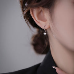 Sparkling Zircon Dangle Earrings Japanese Style 18K Plated