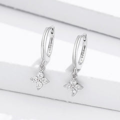 Sparkling Zircon Dangle Earrings Japanese Style 18K Plated