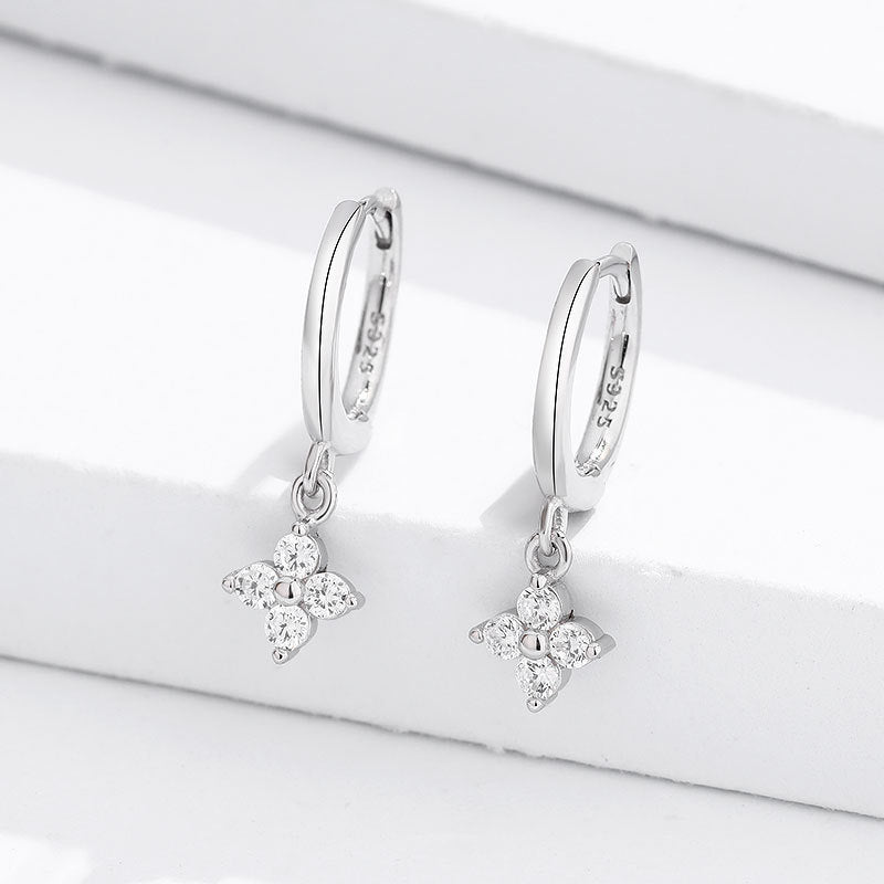 Sparkling Zircon Dangle Earrings Japanese Style 18K Plated