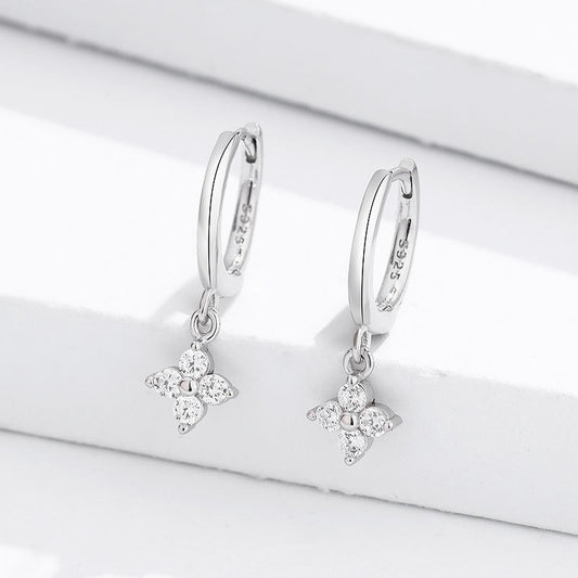 Sparkling Zircon Dangle Earrings Japanese Style 18K Plated