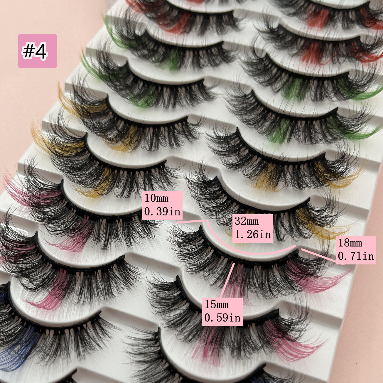 10 Pairs Colored False Eyelashes Pack - Faux Wispy Mink Lashes in 10 Colors