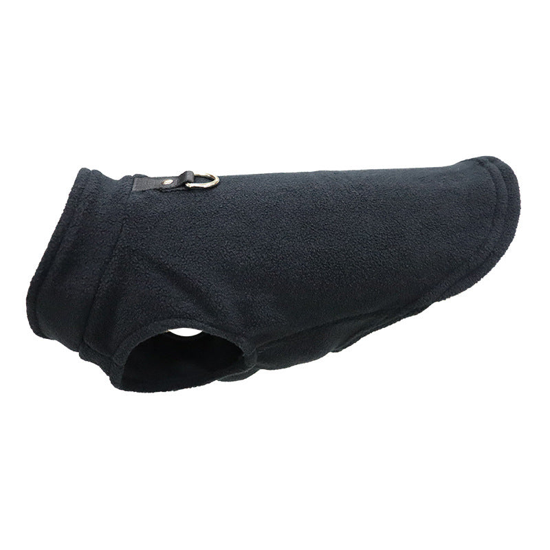 Cozy Fleece Dog Jacket with Leash Attachment for Small Dogs