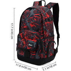 School Backpack Lightweight Red Camouflage Bag