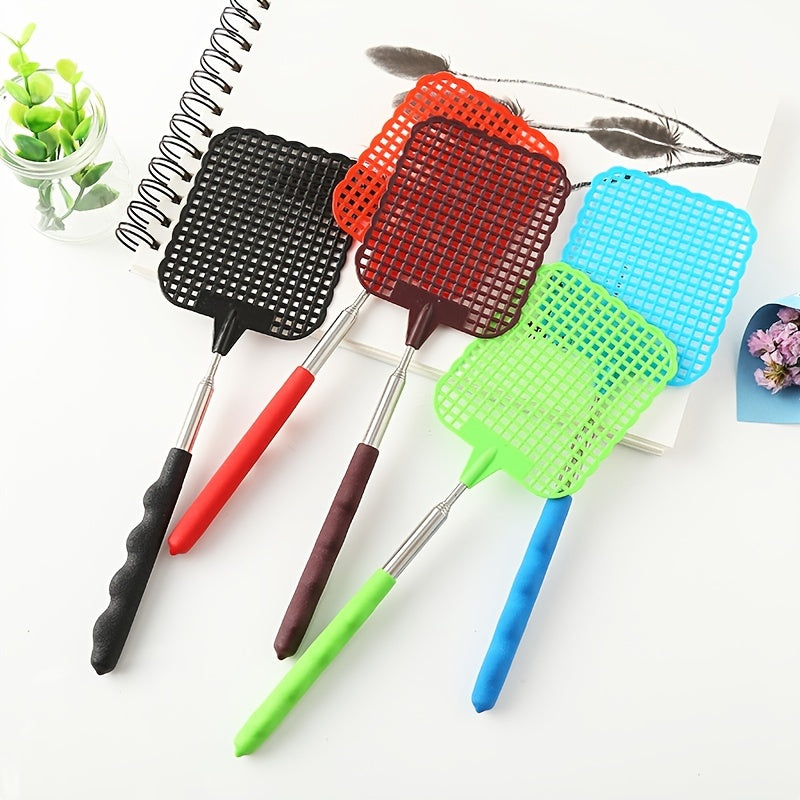 2pcs Telescopic Fly Swatters Durable Plastic Non Slip Handle Indoor Outdoor