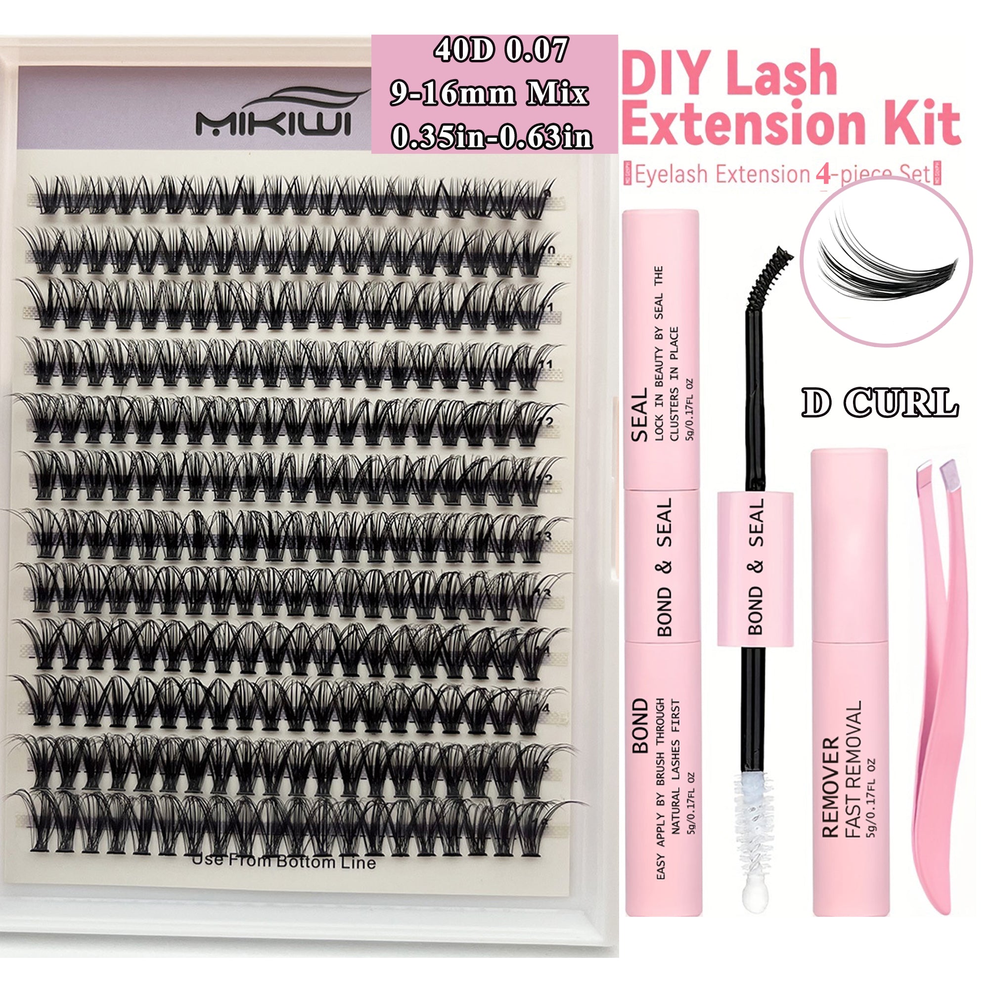 240Pcs Cluster Lashes 10D-40D D Curling Mix 9-16mm Lash Extensions