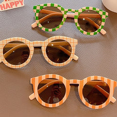 Girl's Oval Sunglasses UV Protection Striped Plaid Girls Sunglasses