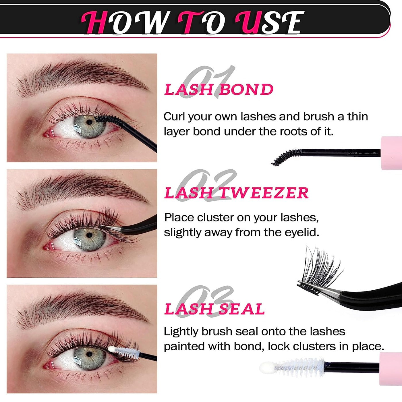 108pcs DIY Lash Extension Kit D Curl Lash Clusters Eyelash Extension Kit