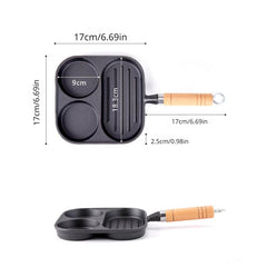 3 In 1 Cast Iron Fried Egg Steak Frying Pan Non stick Egg Burger Breakfast Pan