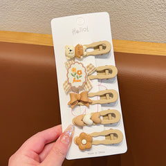 5pcs Acrylic Hairpins Cartoon Bear Rabbit Bowknot Flowers Hair Clips Girls Kids