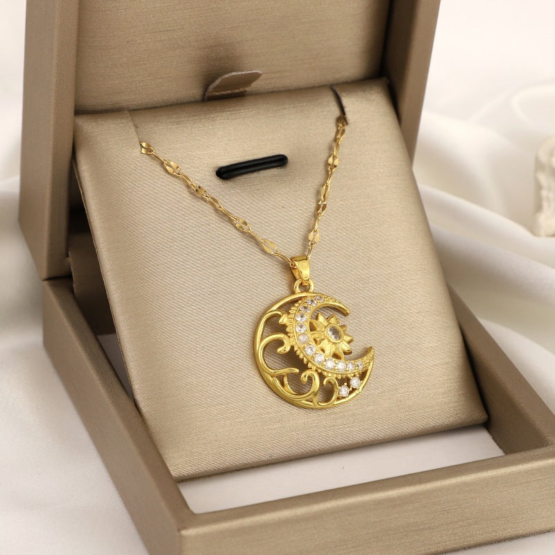 Girl's Sun Moon Star Necklace Light Jewelry for Friends