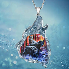 Girl's Wolf Pack Howling Pendant Necklace Dinner Jewelry