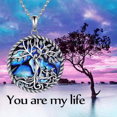 Girl's Tree Of Life Goddess & Child Abalone Shell Pendant Necklace