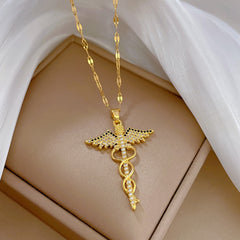 Girl's Rotating Dragonfly Cross Necklace for Wedding Jewelry