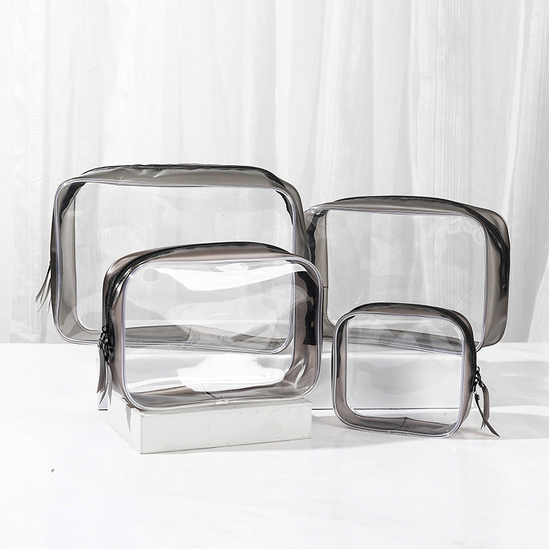 4PCS Transparent PVC Storage Bag Beauty Case Toiletry Bag Zipper Pouch