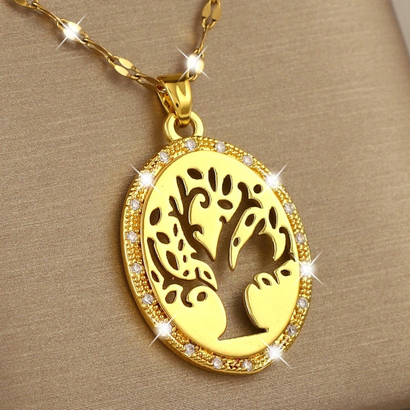 Copper Zircon Tree Of Life Pendant Necklace