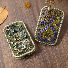 Antique Compact Cosmetic Mirror Metal Portable Foldable Princess Mirror